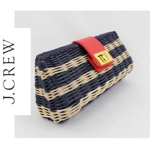 Jcrew woven wood stripe clutch